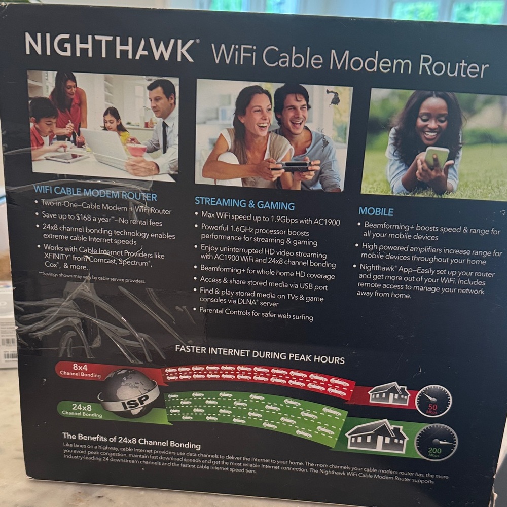 NETGEAR Nighthawk Black Modem Router/ open box - Picture 2 of 2